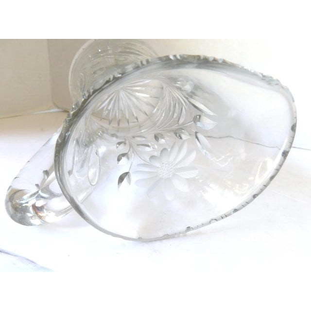 Glass Heavy Brilliant Cut Crystal Vintage Pitcher, Floral & Leaf Design, Water, Wine, Cocktails, Drinks For Sale - Image 7 of 11