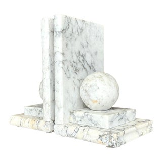 Vintage Regency Marble Sphere Bookends - Set of 2 For Sale