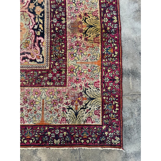 Mid 19th Century Persian Kerman Rug With Grand Floral Medallion, Circa 1850s For Sale - Image 4 of 7