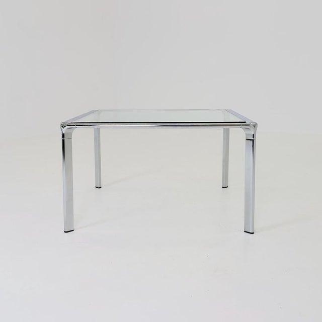 Metal Mid-Century Modern Italian Bauhaus Square Coffee Table in Chrome and Glass, 1980s For Sale - Image 7 of 16