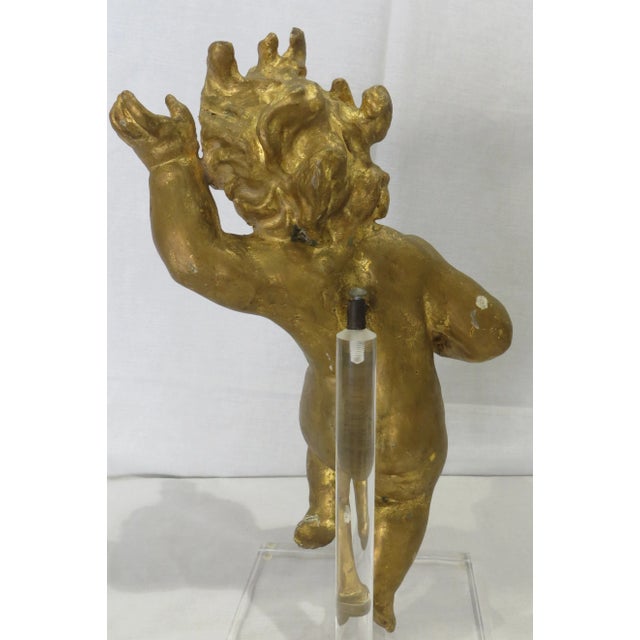 Late 19th Century Gold Gilded Putti on Lucite Stand For Sale - Image 5 of 9