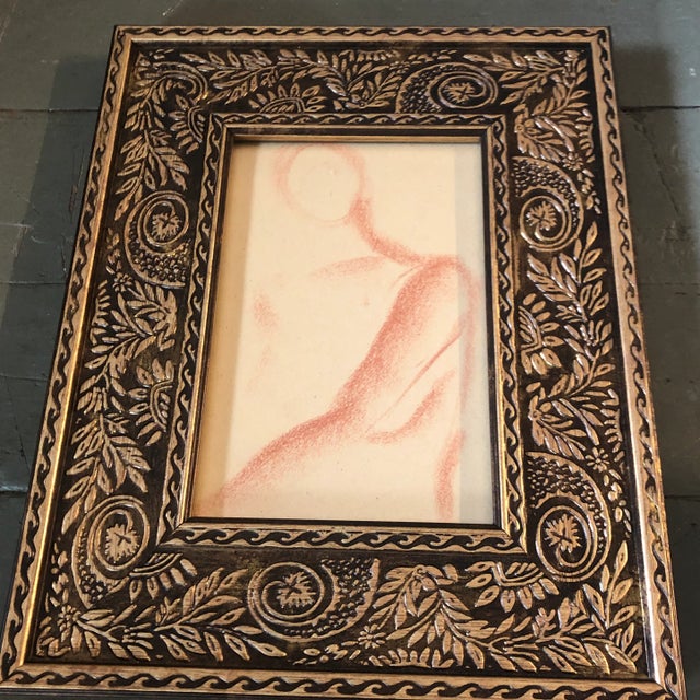 Abstract Gallery Wall Collection-Set of 3 Original Sepia Female Nude Study Drawings Vintage Frames For Sale - Image 3 of 5
