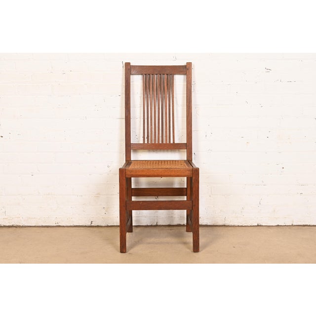 A rare antique Mission or Arts & Crafts period spindle dining chair or side chair By Gustav Stickley USA, Circa 1900...
