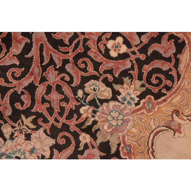 Art Nouveau 1990's Pak-Persian Black/Taupe Wool Rug - 6'2'' X 9'3'' For Sale In New York - Image 6 of 9