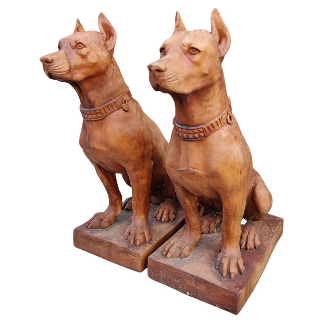 Dog Statues, Early 20th Century, Terracotta, Set of 2 For Sale - Image 8 of 8