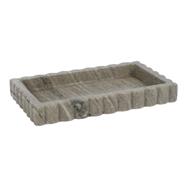 Baffin Intricate Scallop Marble Tray, Large For Sale