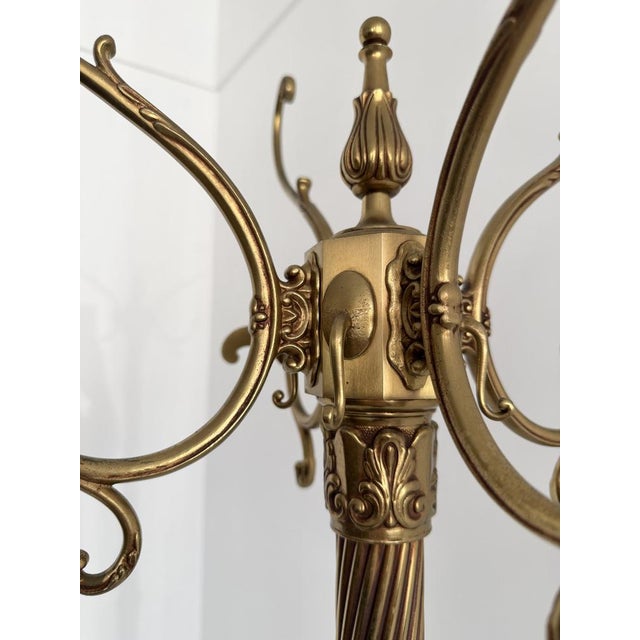 Gold Italian Brass Hall Tree with Onyx Marble Base, 1960s For Sale - Image 8 of 18
