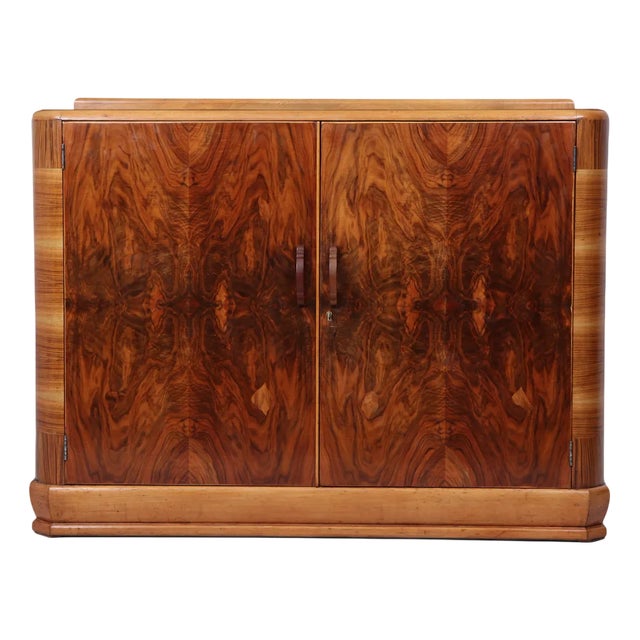 English Art Deco Walnut Sideboard, 1930s For Sale