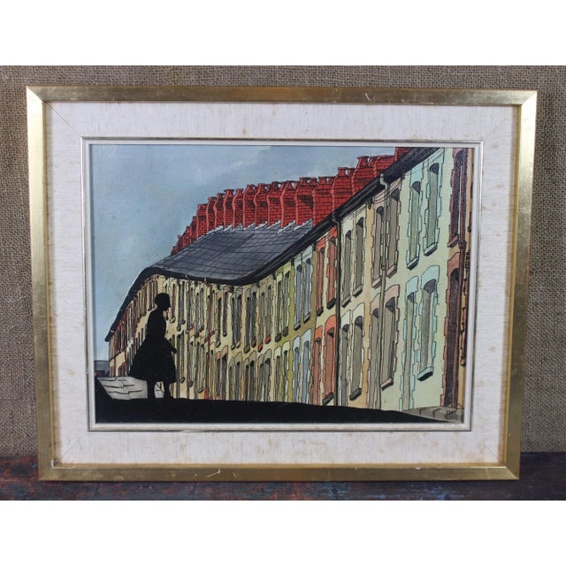 1970s Expressionist Figurative City Scene Painting by Edel Ritter, Framed For Sale - Image 4 of 4