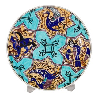 Turkish Ceramic Plate With Kubadabad Bird Motifs For Sale