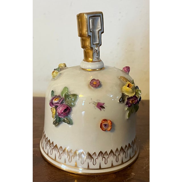 19th Century Antique 19th Century Meissen Porcelain Table Bell With Applied Flowers and Hand Painted Insects For Sale - Image 5 of 10