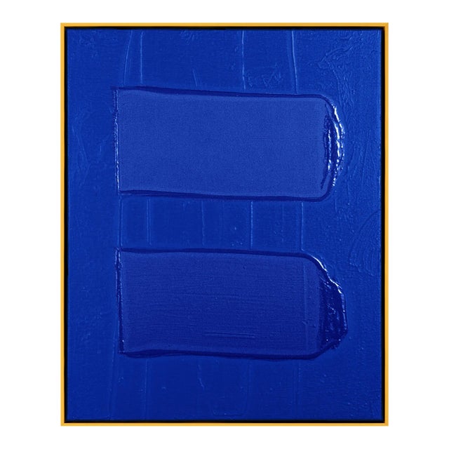 Blue Free Form III by The Holly Collective, Textured Art Print in Gold Frame, Small For Sale