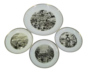 1950s Alf Jarnestad for Karlskrona Porcelain Exotica Plates - Set of 4