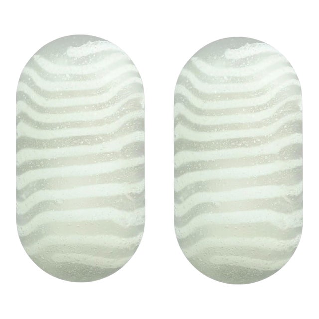 Vintage Striped Glass Wall Lamps From Peill & Putzler, Germany, 1970s - a Pair For Sale