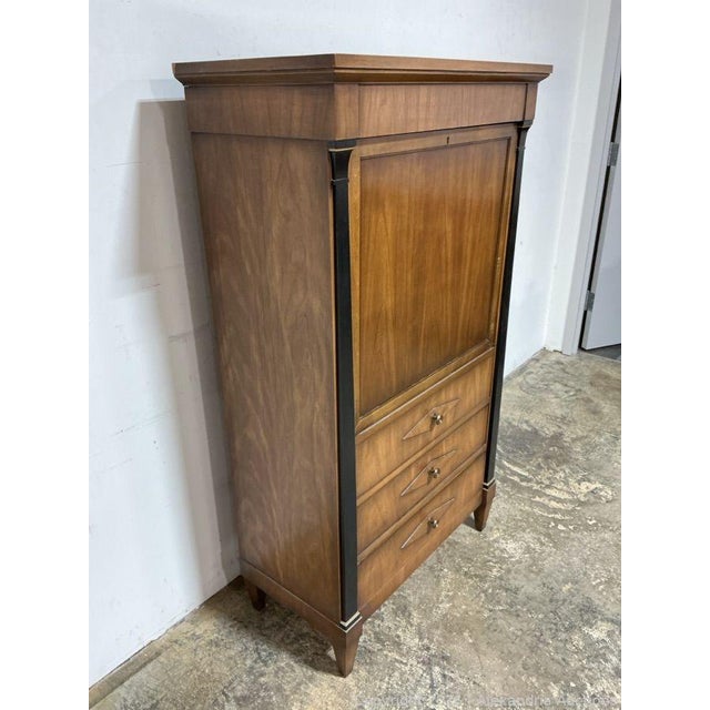 1970s Drexel Flip Down Walnut Secretary Desk For Sale - Image 9 of 13