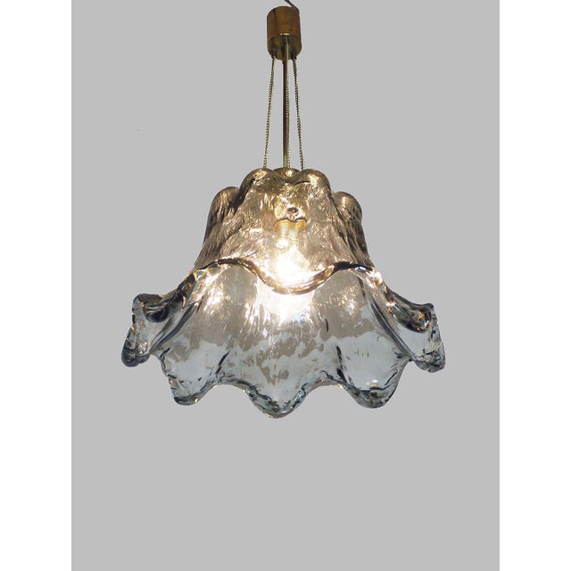 Metal Italian Murano Glass & Brass Ceiling Lamp from Mazzega, 1960s For Sale - Image 7 of 9