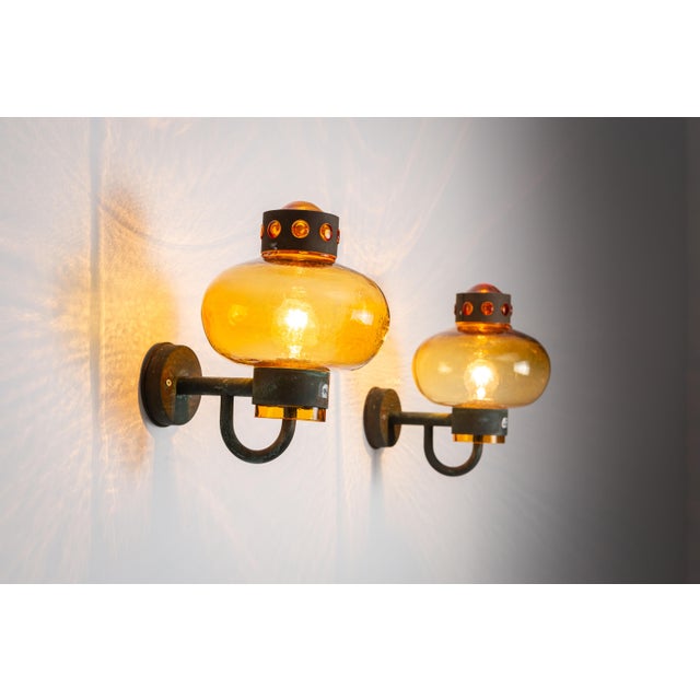 Mid-Century Modern Vintage Brass Wall Lamps, 1960s, Set of 2 For Sale - Image 3 of 15