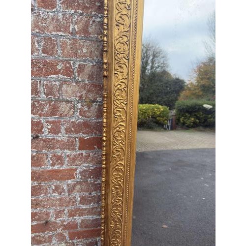 Large Antique English Carved and Gesso Gilt Wood Mirror, 19th Century For Sale - Image 3 of 7