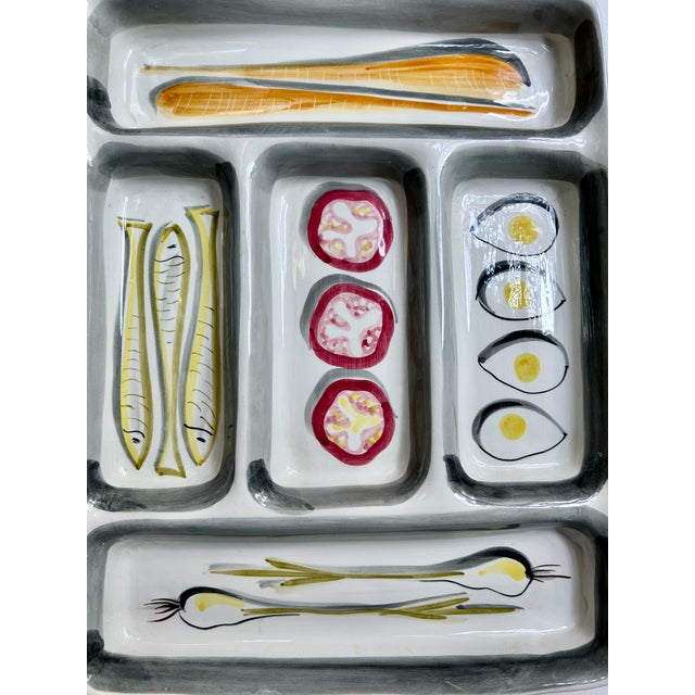 Mid 20th Century Italian Modern Hand Painted Handled Art Pottery Tray For Sale - Image 11 of 18