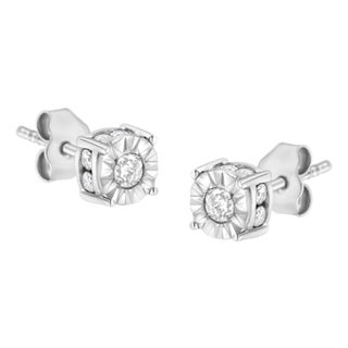 1/2 Cttw Miracle Set Diamond Stud Earring (J-K Color, I2-I3 Clarity) - Choice of Metal Type (Sterling Silver) For Sale