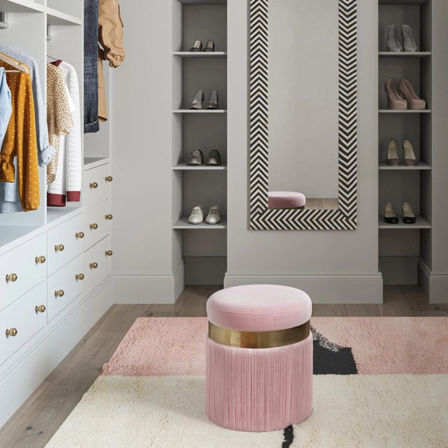 2020s Melody Blush Tasseled Ottoman For Sale - Image 5 of 7