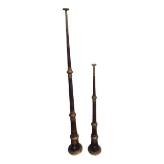 Pair of Antique Tibetan Ceremonial Horns or Dungchens For Sale