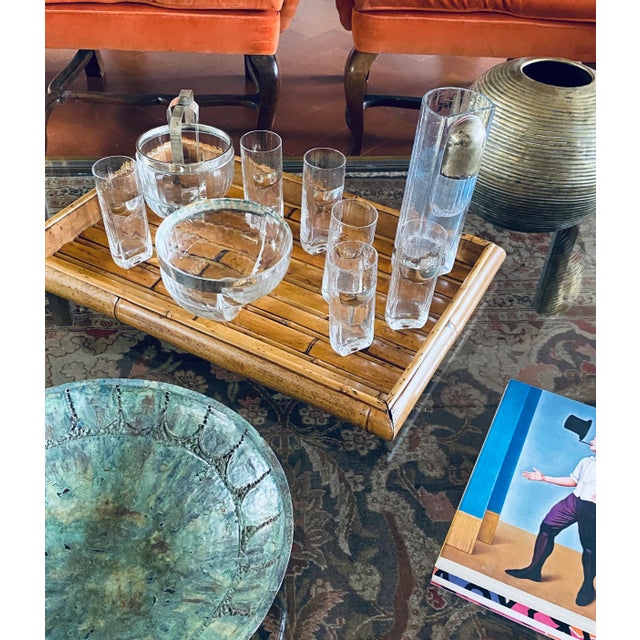 9 Piece Hollywood Regency Silver Cocktail Set, Taddei Sestini, Kristal Krisla Italy 1970s For Sale - Image 9 of 12