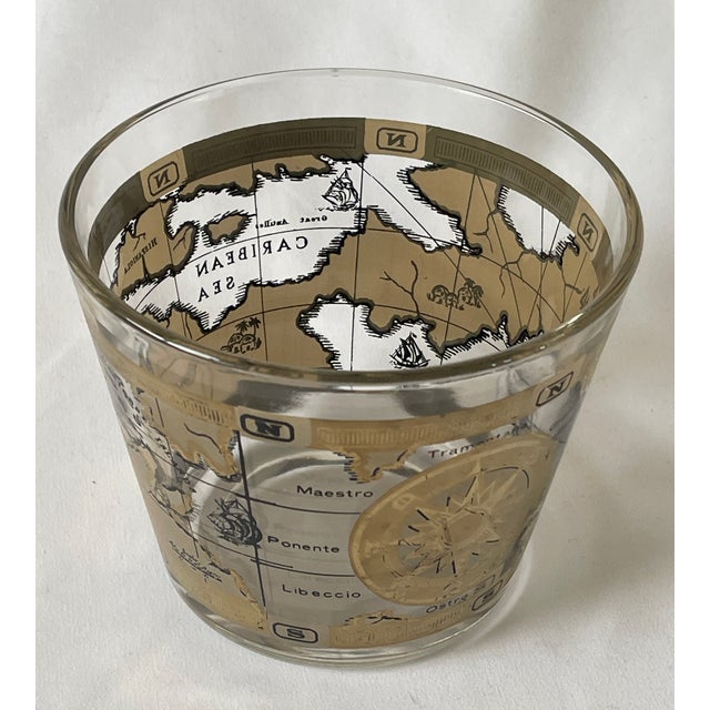 Metal 1960's Cera Barware "Old World Maps" Ice Bucket Bowl For Sale - Image 7 of 8