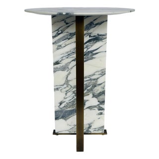 Revelation Modern Arabescato Marble Joist Accent Table For Sale