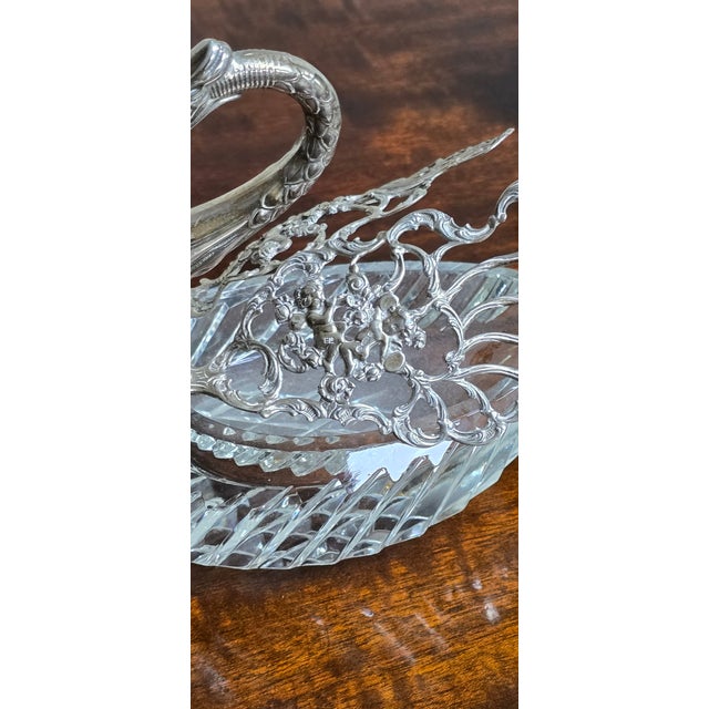 Metal Antique Cut Glass and Silver Swans, 1900, Set of 6 For Sale - Image 7 of 14