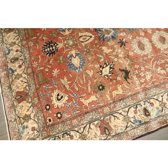 Orange Early 20th Century Persian Teheran Animal Motif Rug - 6'9" x 9'11" For Sale - Image 8 of 10