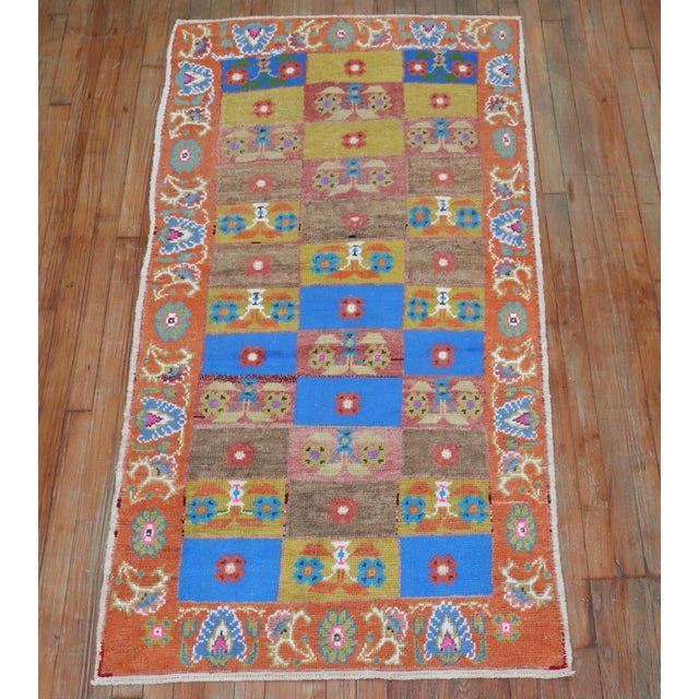 Mid-20th Century Zabihi Collection Funky Turkish Anatolian Rugs - A Pair - 3'2" x 5'9" For Sale - Image 9 of 12
