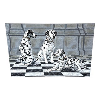 3 Seated Dalmatian Neoclassical Interior, Anderson School /Workshop, Unframed For Sale