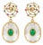 Natural Multi Sapphire, Emerald, & White Topaz Earring in 14k Gold For Sale
