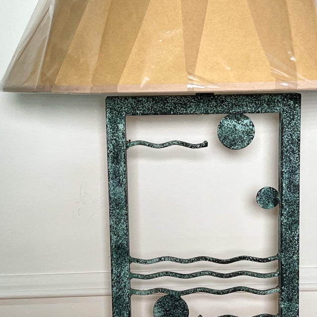 Postmodern Wavy Iron Verdigris Table Lamps - A Pair For Sale In Tampa - Image 6 of 7