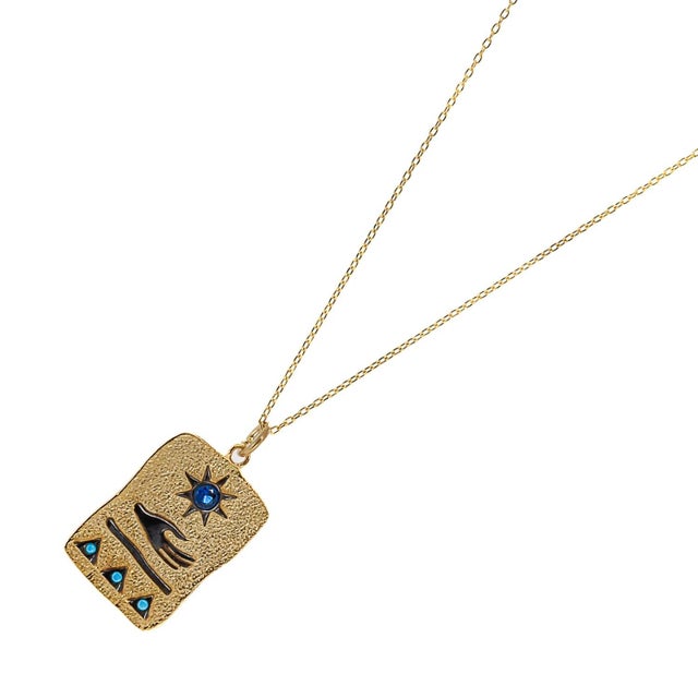 Contemporary Egyptian All In Your Hands Sun Gold Necklace For Sale - Image 3 of 8