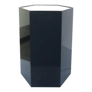 Black Pedestal Column Stand or Table, Circa 1970s Modern For Sale