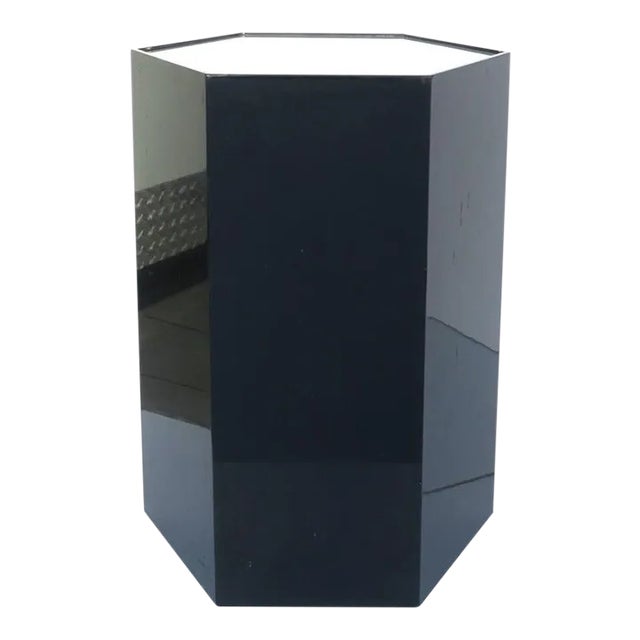 Black Pedestal Column Stand or Table, Circa 1970s Modern For Sale