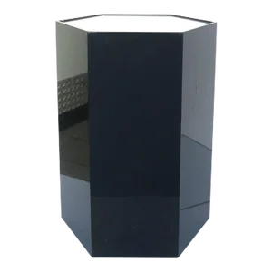 Black Pedestal Column Stand or Table, Circa 1970s Modern