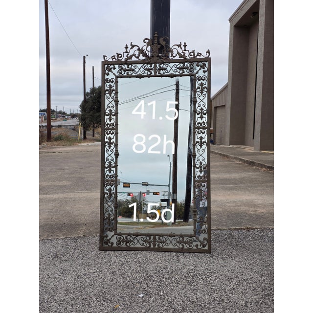 Mediterranean Large Ornate Iron Mirror For Sale - Image 3 of 10