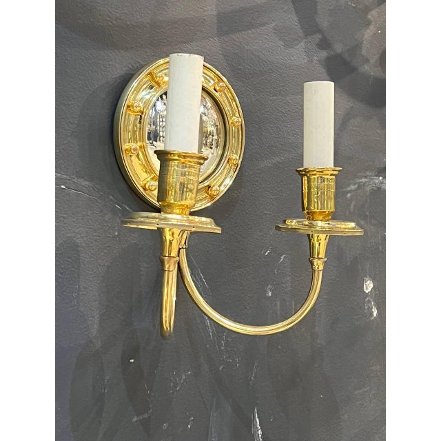 1920's Federal Style Bronze Sconces With Mirror For Sale - Image 4 of 6
