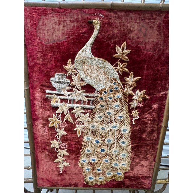 Antique Victorian Embroidered Chinoiserie Fire Screen For Sale - Image 9 of 18
