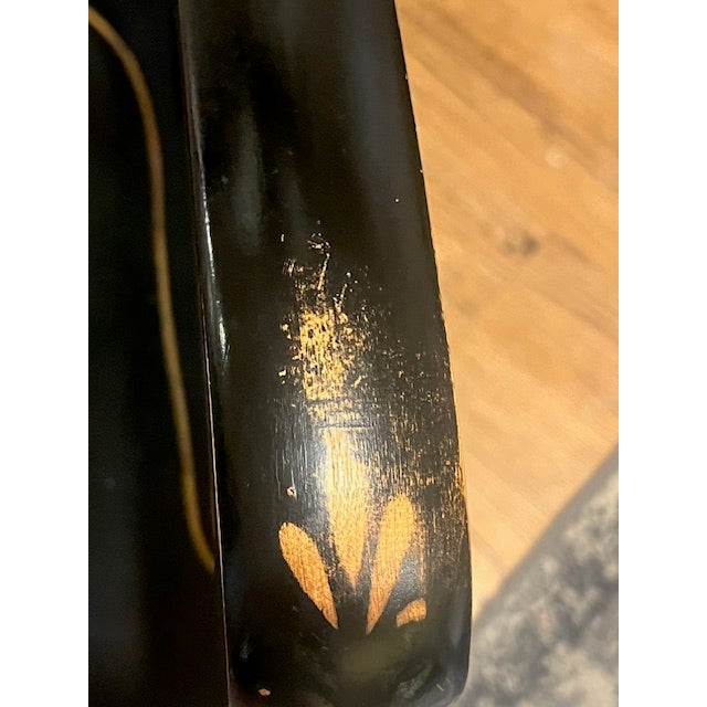 Black Vintage Nichols & Stone Windsor Rocking Chair – Black Hand-Painted Fruit Stencil, Gardner, Massachusetts For Sale - Image 8 of 9