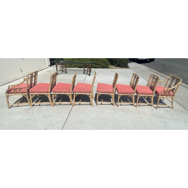 McGuire Baker McGuire Rattan Dining Chairs, Balboa Collection a Set of Eight For Sale - Image 4 of 18