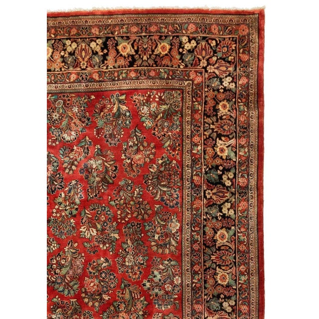 Persian 1920s Large Persian Red and Gold Floral Sarouk Rug For Sale - Image 3 of 5