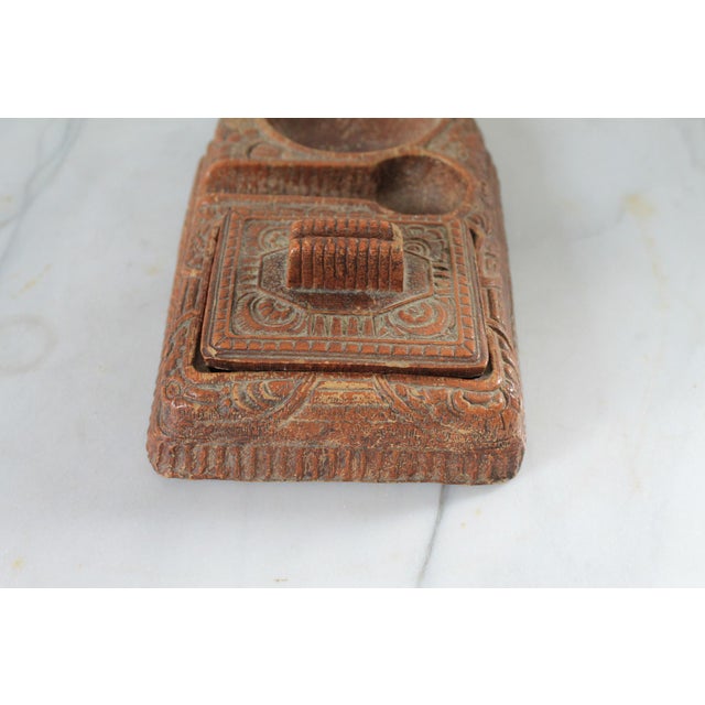Vintage Aztec Cigarette Box Pipe Holder Ashtray Combo For Sale - Image 9 of 12