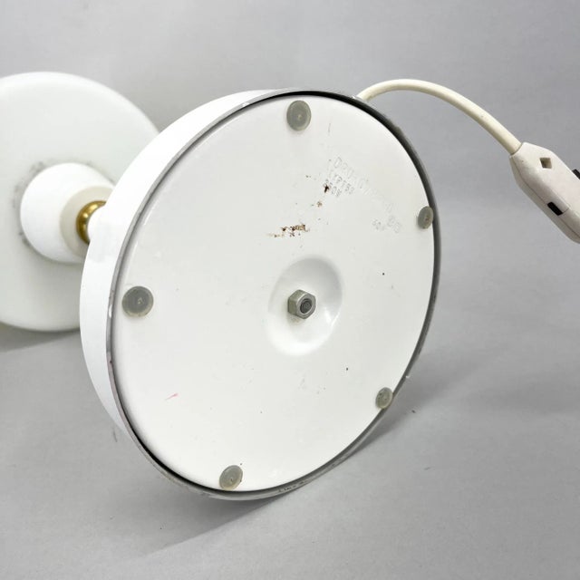 Metal Tall Yellow & White Glass Table Lamp with Brass Details attributed to Drukov, 1970s For Sale - Image 7 of 12