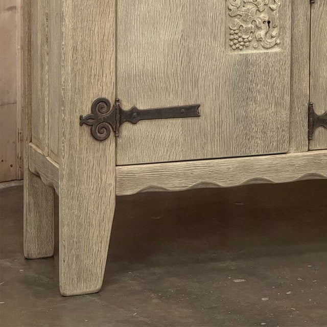 Dutch Neo-Gothic Stripped Oak Buffet With Hand-Forged Ironwork For Sale In Dallas - Image 6 of 18