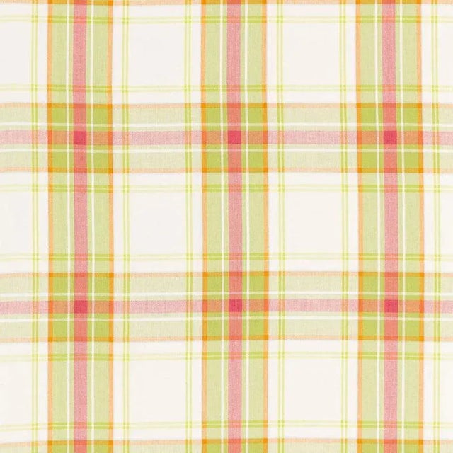 Sample - Schumacher St. Martin Plaid Fabric in Lime For Sale
