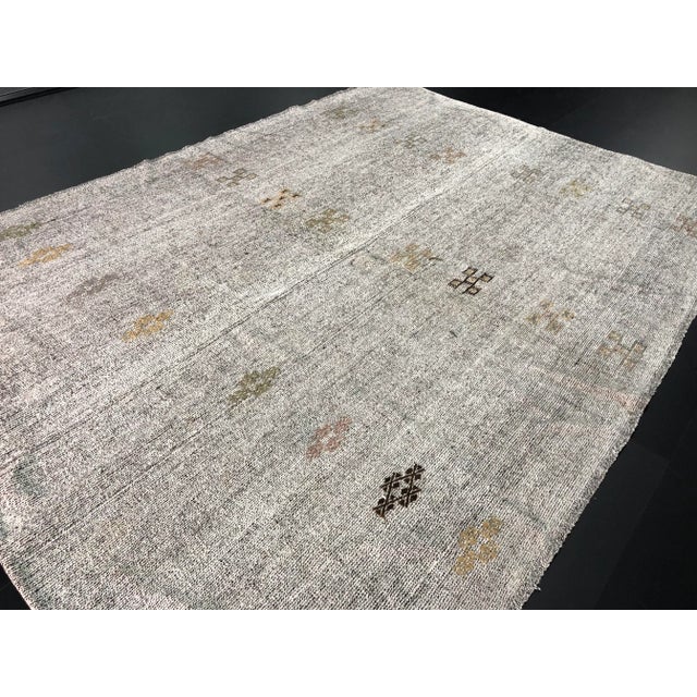 Textile 1960s Vintage Oversized Nomadic Tribal Kilim Rug - 7′3″ × 10′1″ For Sale - Image 7 of 11